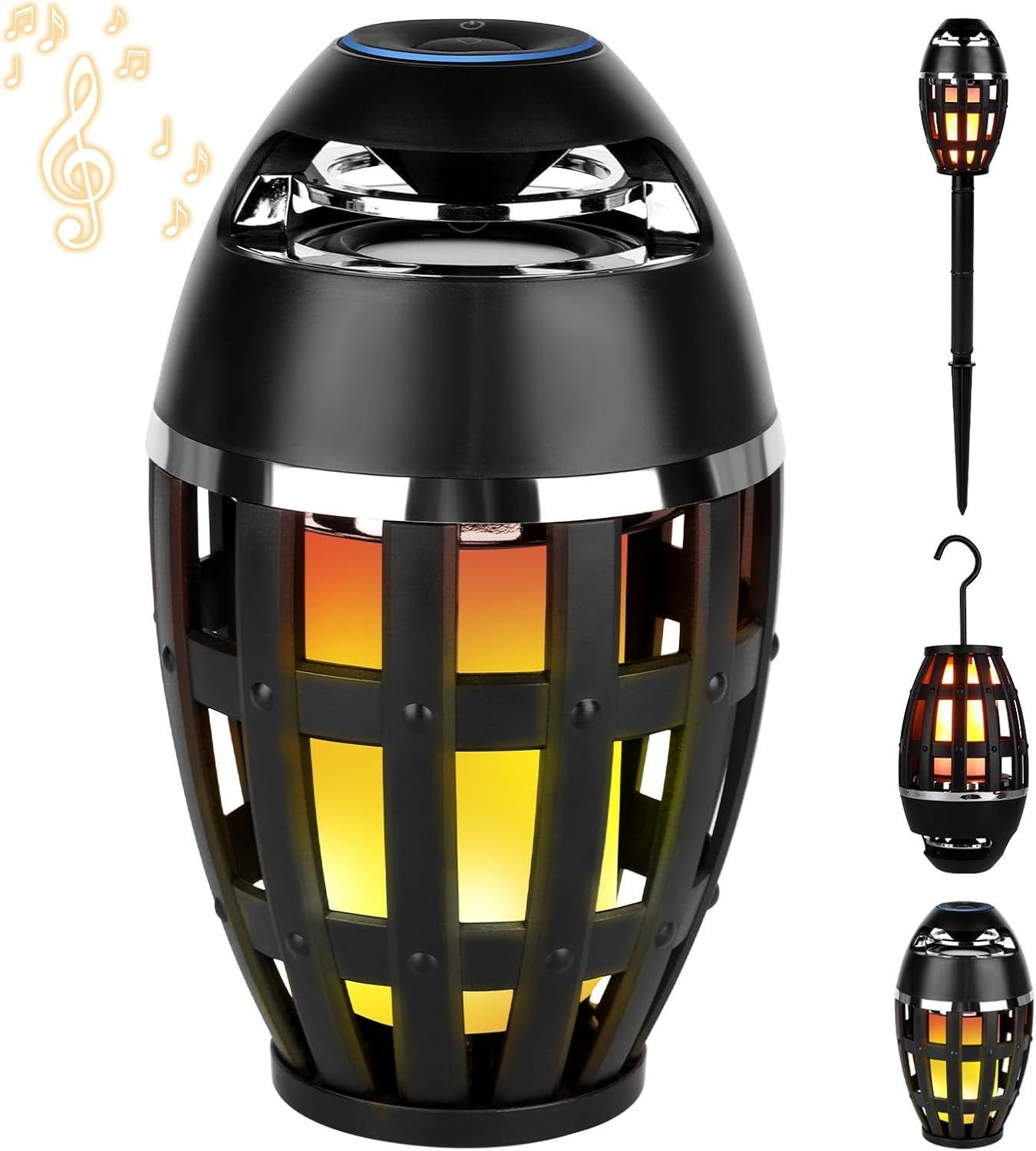 SS Sunsbell  Outdoor Bluetooth Speaker Wireless 5.0 LED Flame Light - Black - Excellent