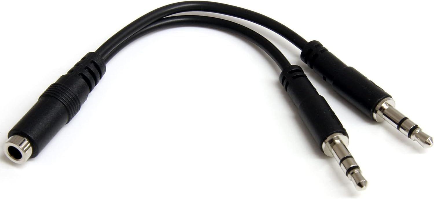 StarTech 3.5mm 4 Position to 2x 3 Position 3.5mm Headset Splitter Adapter (MUYHSFMM) - Black - Excellent