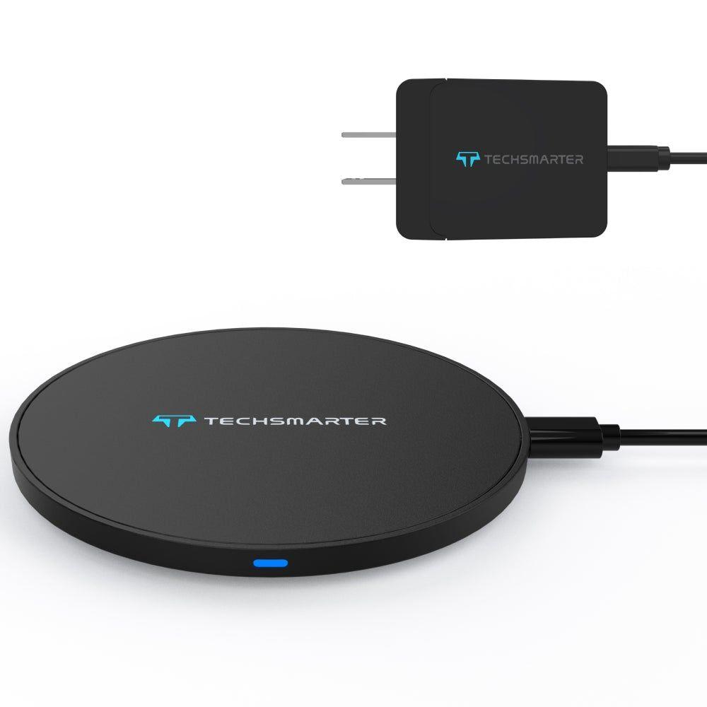 Techsmarter  15W Fast Charging Wireless Charger Pad with 18W USB Wall Charger - Black - Premium