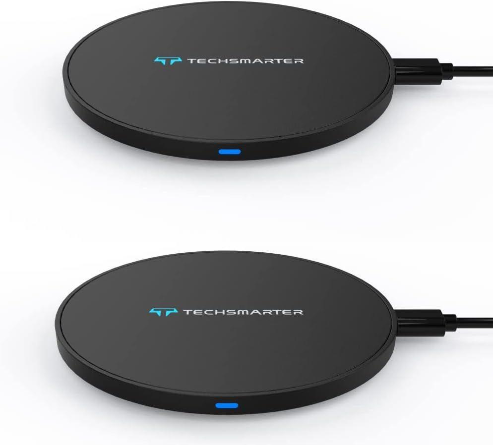Techsmarter  2-Pack TSWireless 15W Wireless Fast Charger Pad - Black - Premium