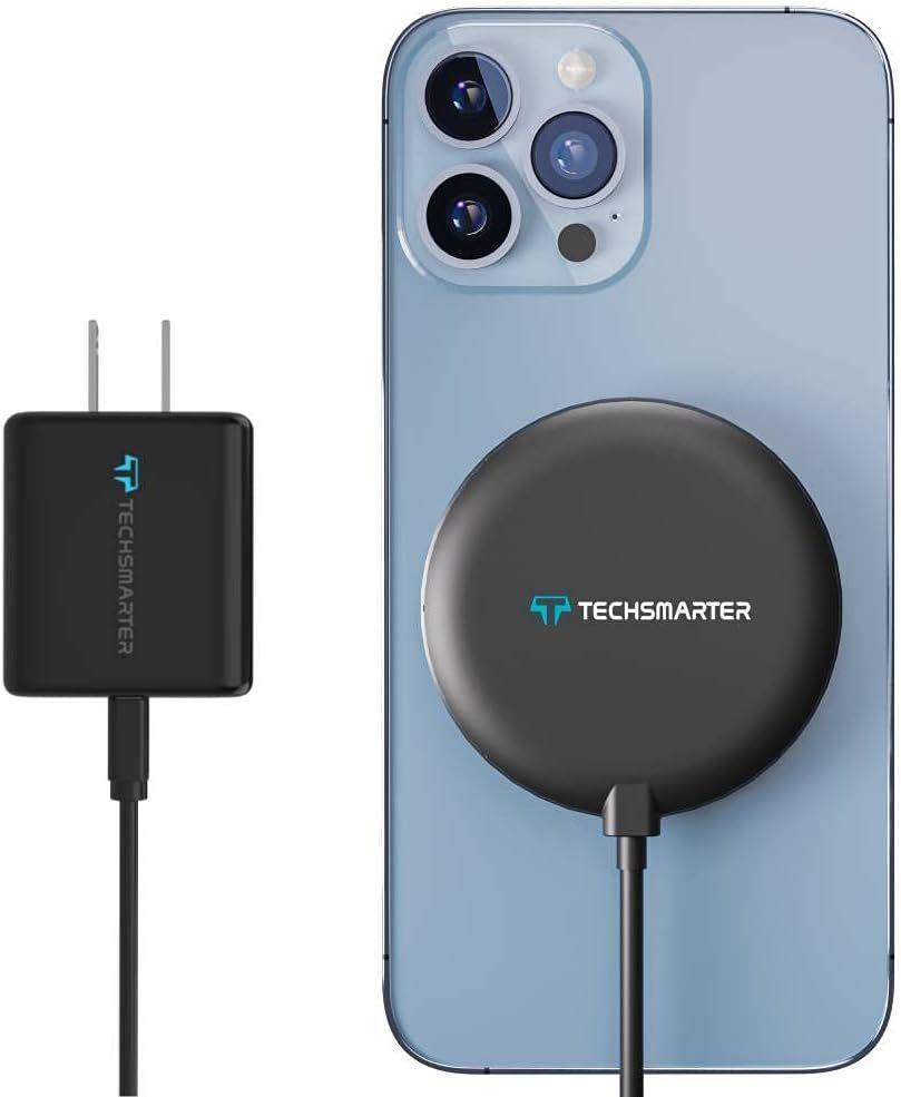 Techsmarter  MagBoost Wireless Charger with Wall Charger - Black - Premium
