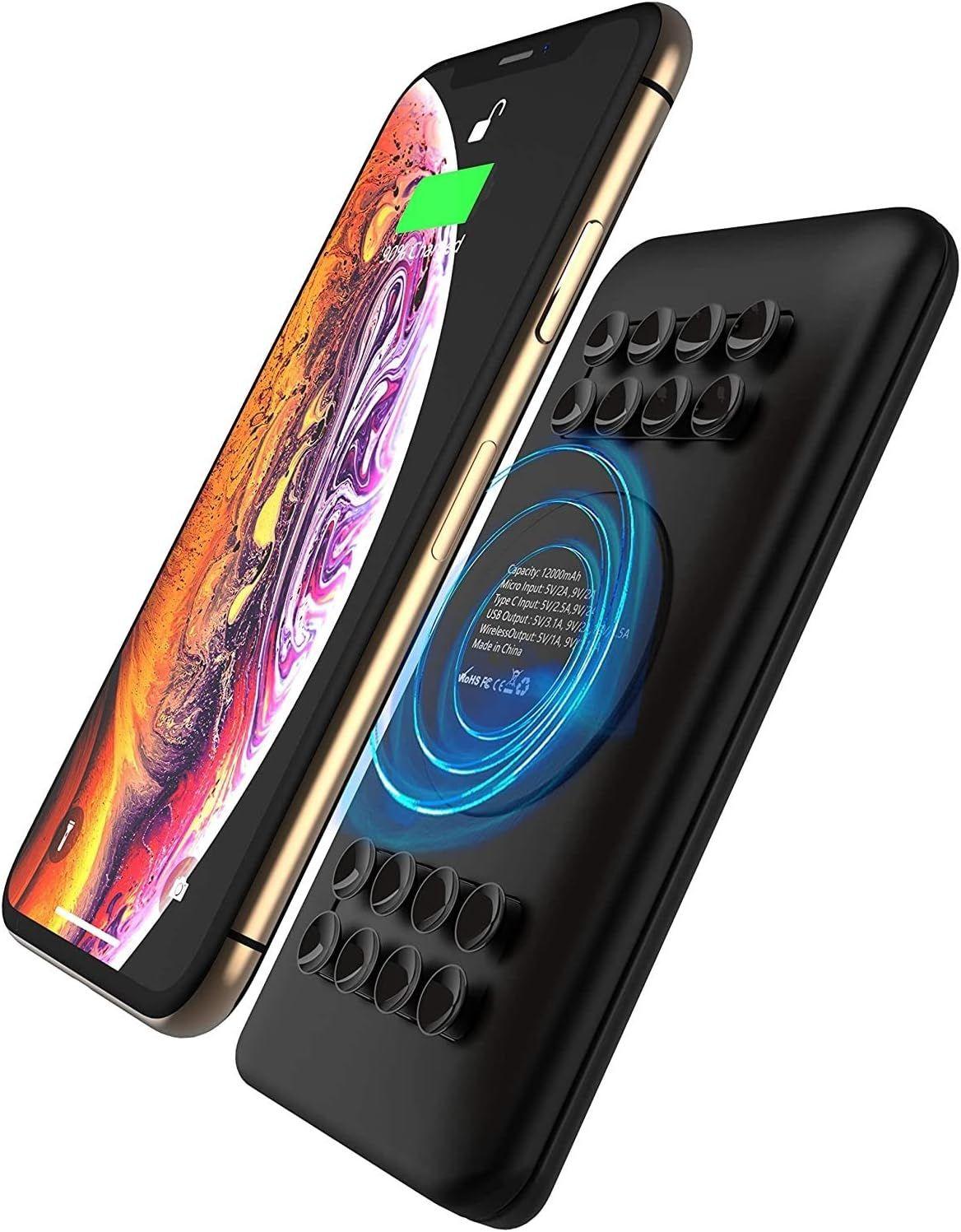 Techsmarter  TSBar 12000 Wireless with Anti-Slip Suction Power Bank - Black - Premium