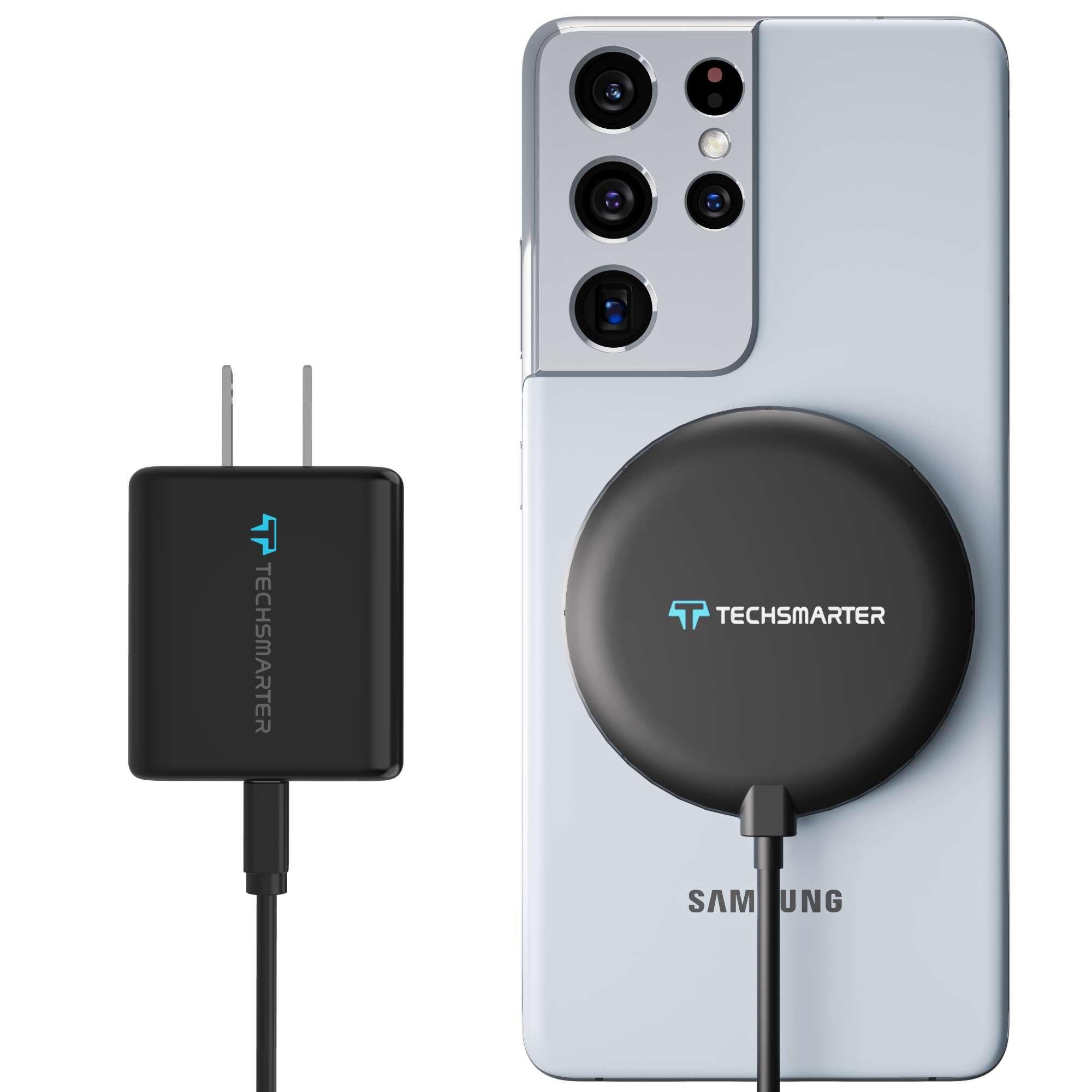 Techsmarter  TSWireless 15W Charger Pad Suction with Wall Charger - Black - Premium