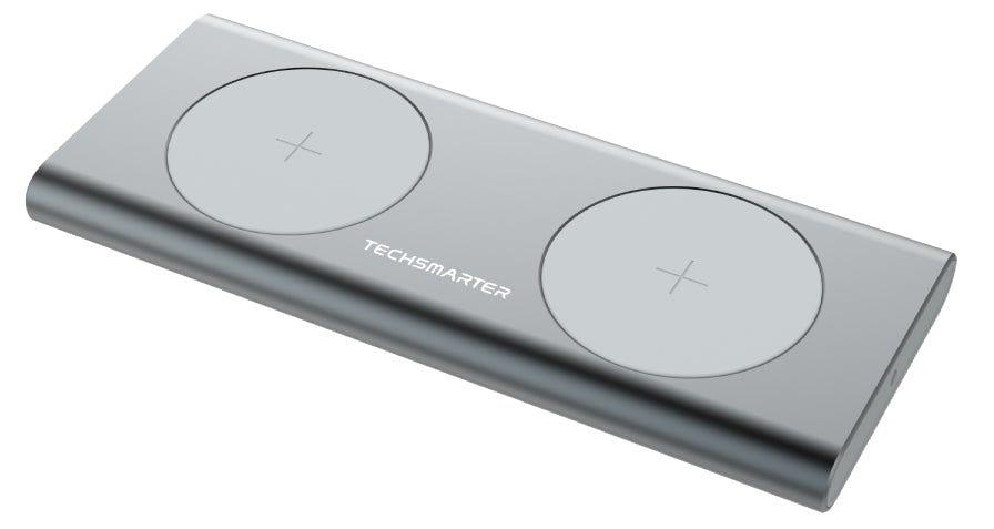 Techsmarter  TSWireless 15W Dual Wireless Fast Charging Pad - Grey - Premium