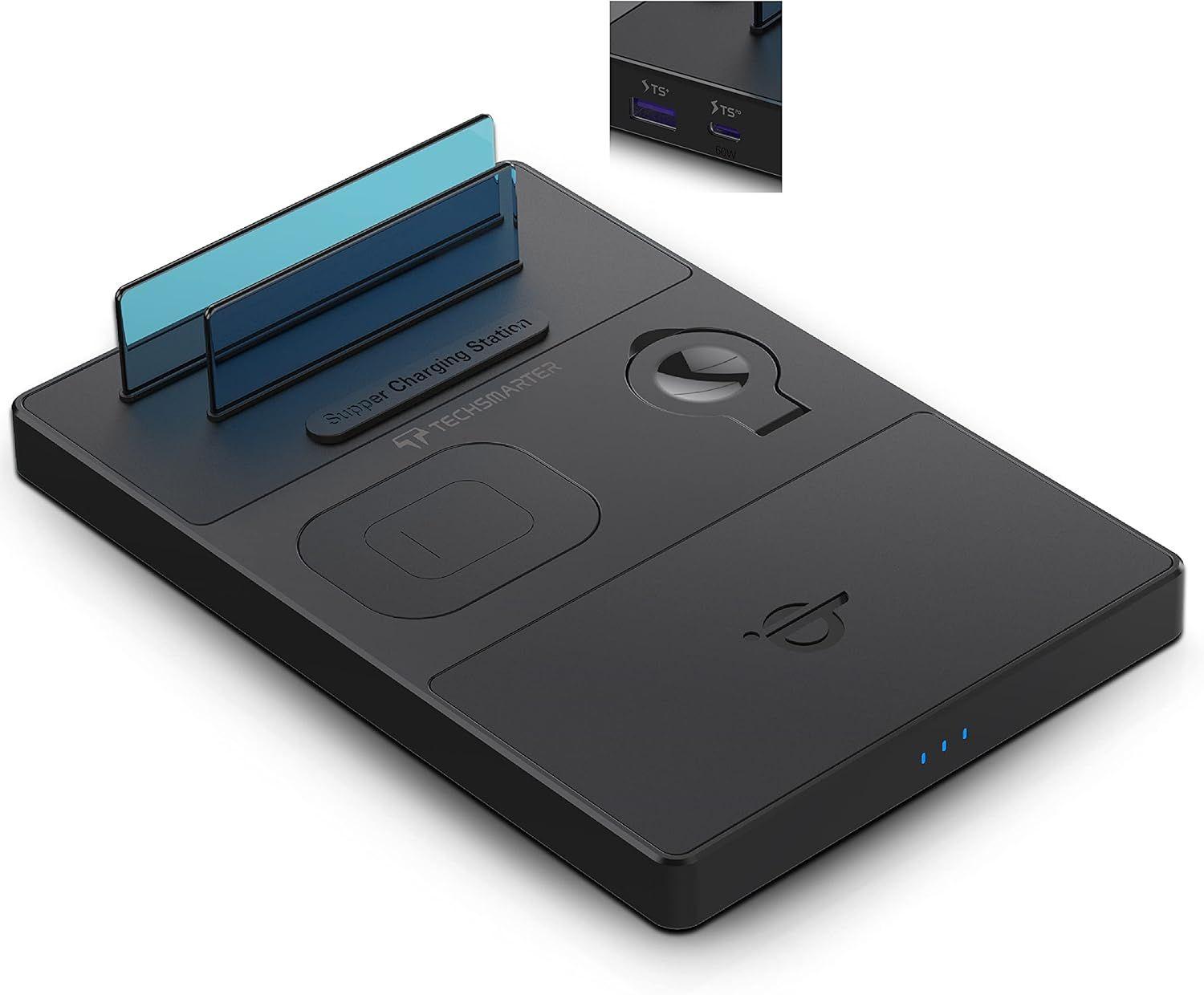 Techsmarter  TSWireless 5-in-1 Wireless Charging Station - Black - Premium