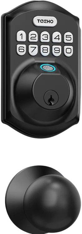 TEEHO  TE002K Keypad Deadbolt with Fingerprint Keyless Entry Front Door Lock  - Matte Black - Excellent