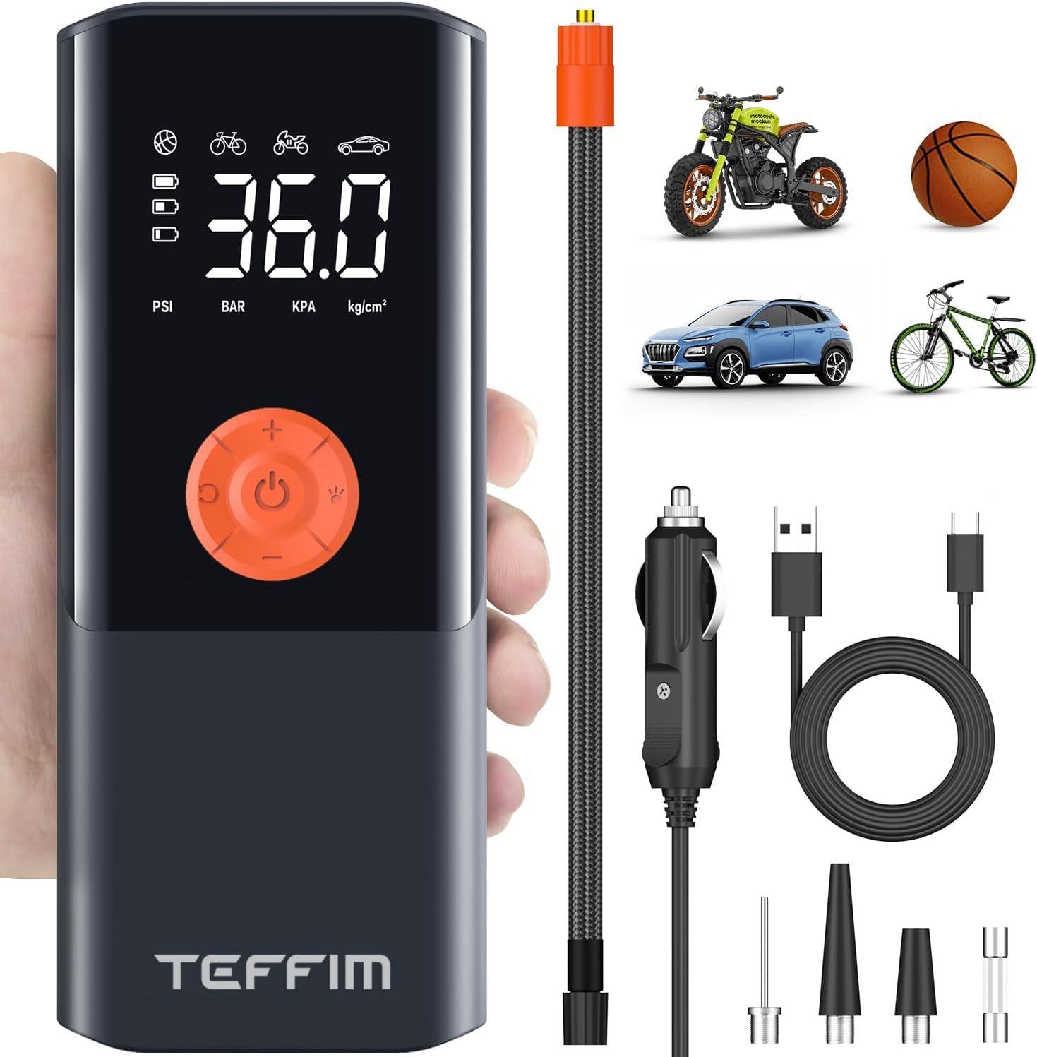 Teffim Tire Inflator Portable Digital Pressure Gauge 10000mAh CZK-3690