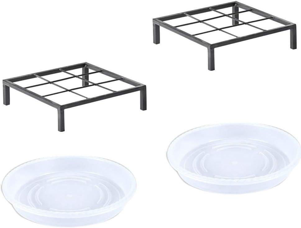 TenFuju 9.8" Heavy Duty Potted Plant Stand with Saucer (2Packs) - Default - Excellent