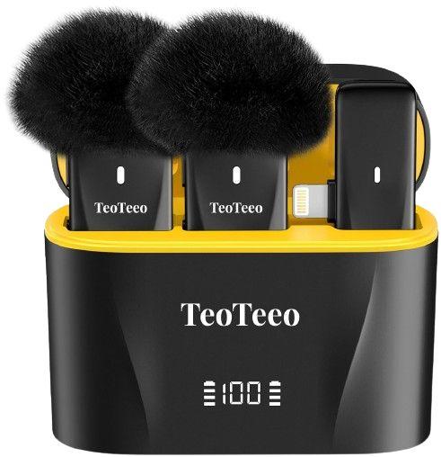 TeoTeeo  Wireless Lavalier Microphone with Charging Case 2-Piece - Black - Excellent