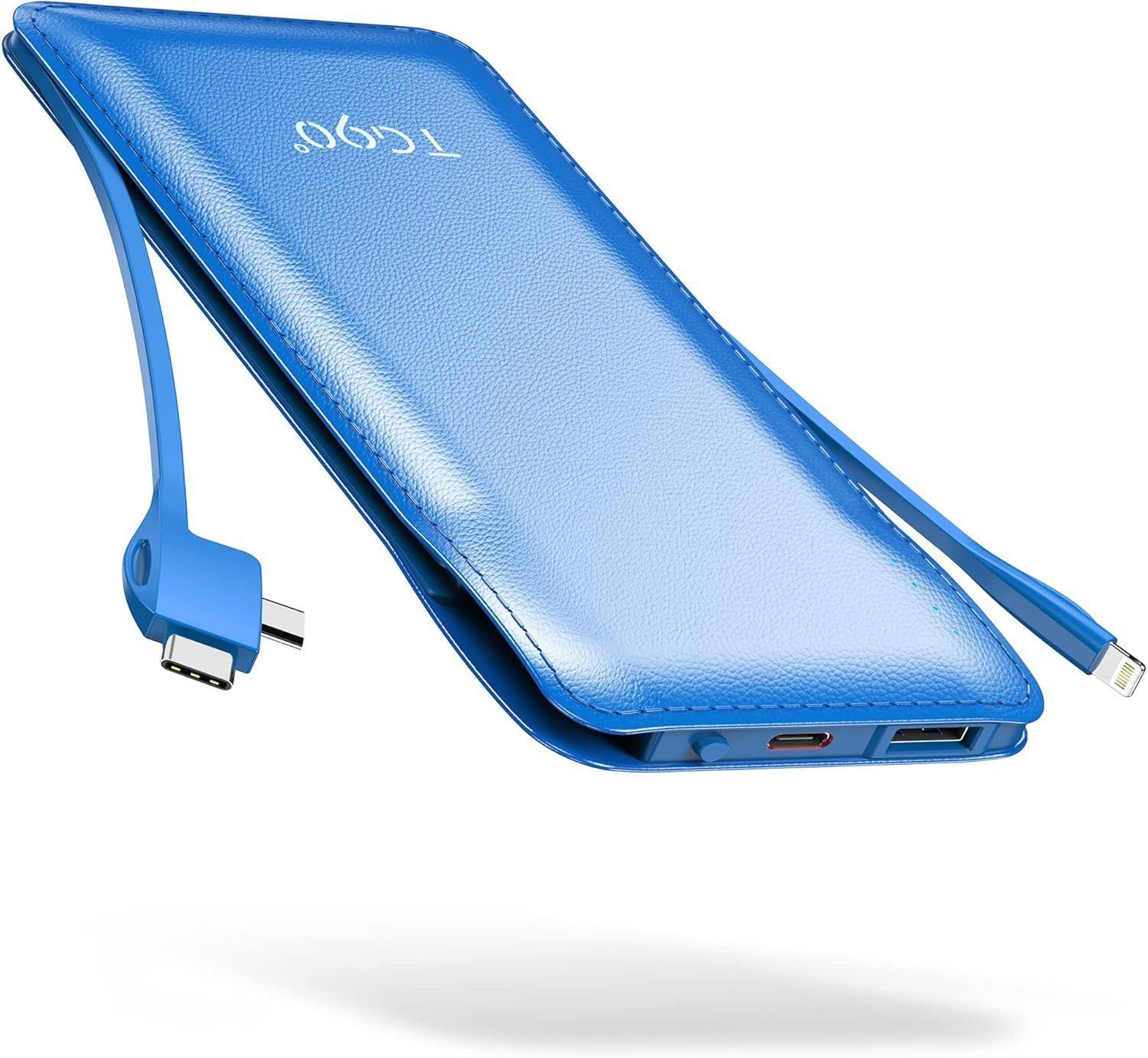 TG90° 10000mah Portable Charger Power Bank with Built-in Cables