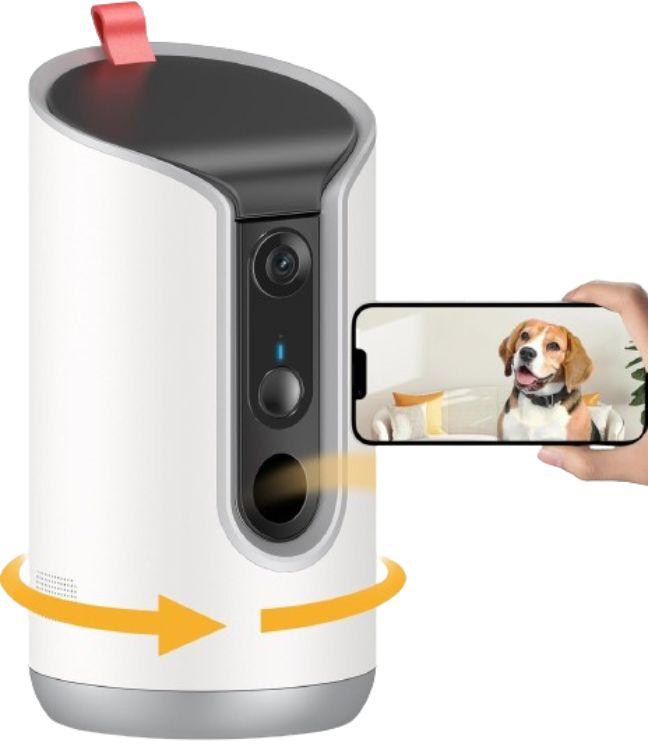 Tkenpro  2K Pet Camera Treat Dispenser 360 View Dog Camera  - White - Excellent