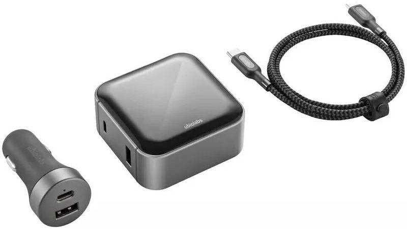 Ubio Lab s Charge Wall Charger and Car Charger Bundle with USB-C to USB-C Cable - Grey - Acceptable