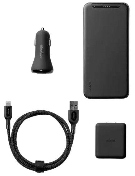 Ubio Labs Power 6000mAh Portable Charger Bundle with Wall Charger/ Car Charger and Lightning to USB-A Cable - Black - Acceptable