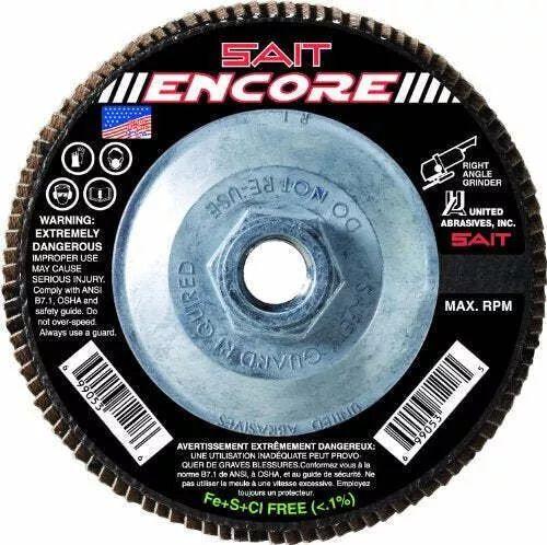 United Abrasives  SAIT 71239 Type 27 Encore Flap Disc 5" x 5/8-11" Z 80X (10-Pack) - Grey - Premium