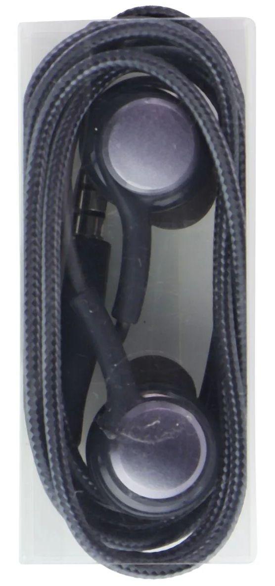 Universal  3.5mm Braided Stereo Headphones with Mic/Remote  - Dark Grey - Brand New