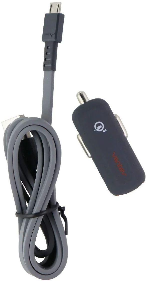 Ventev Dashport RQ1300 Mini QC 3.0 Car Adapter with 3.3 Ft. Micro-USB Cable - Gray - Brand New