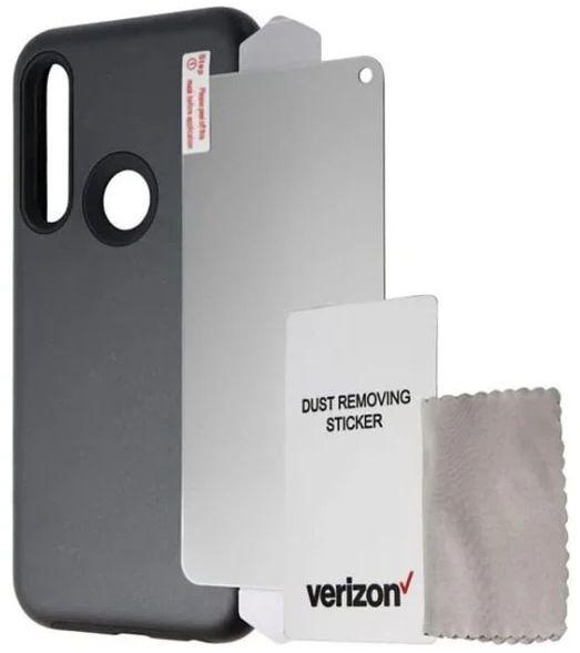 Verizon Rugged Phone Case and Blue Light Screen Protector for Motorola Moto G Power - Black - Acceptable