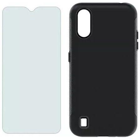Verizon Rugged Phone Case and Blue Light Screen Protector for Samsung Galaxy A01 - Black - Acceptable