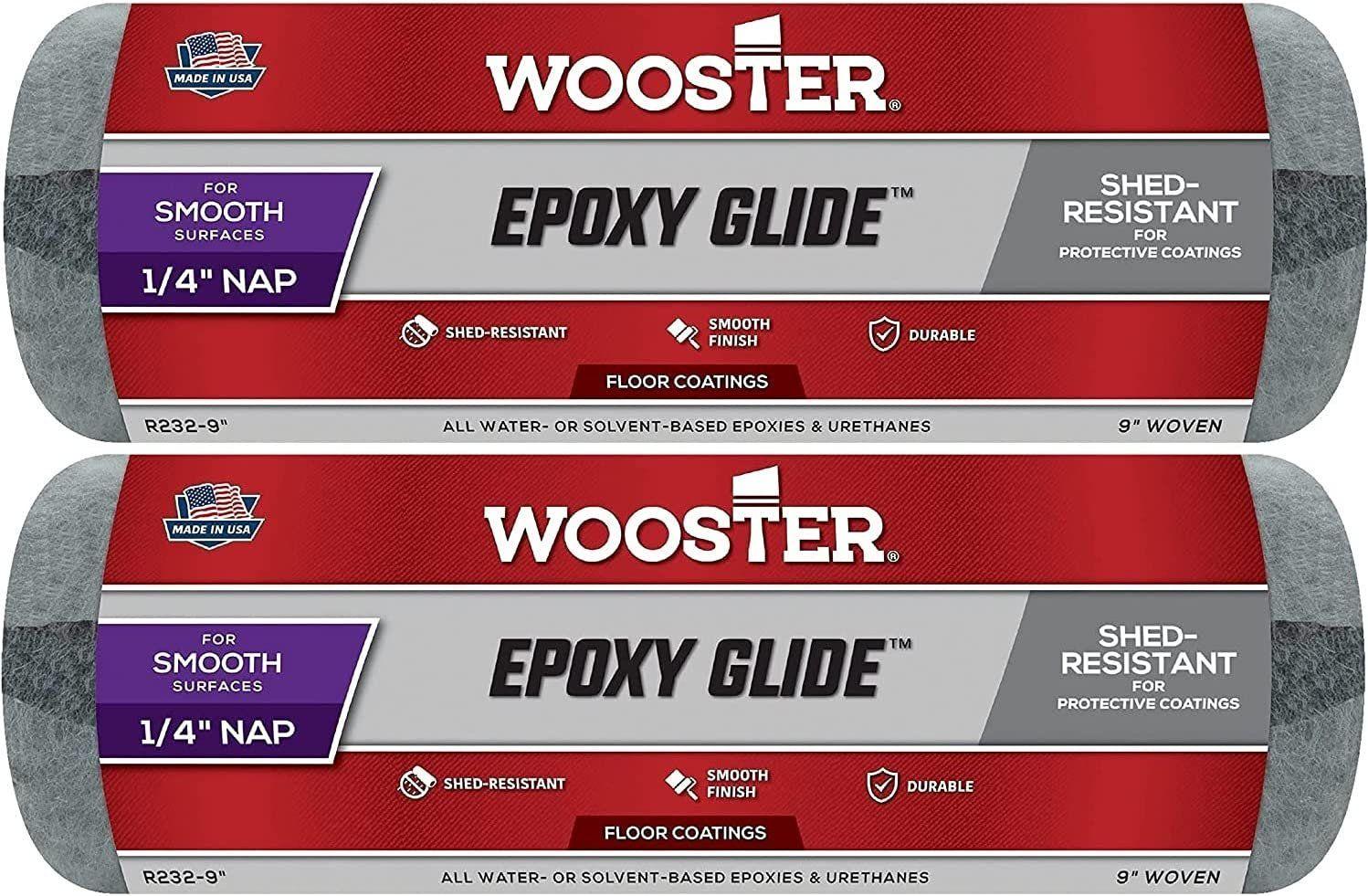 Wooster Brush  R232-9 Epoxy Glide Roller Cover 1/4" Nap 9" (2-Pack) - Dark Gray - Premium