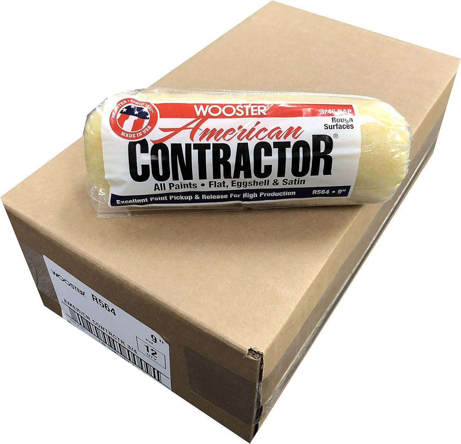 Wooster Brush  R564 9-Inch American Contractor 3/4-Inch Nap Paint Roller (12 Pack) - Yellow - Premium