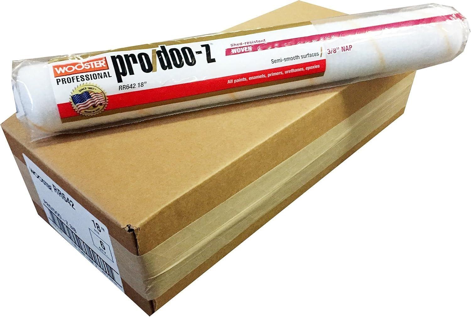 Wooster Brush  RR642-18 Pro/Doo-Z 3/8-Inch Nap Roller Cover (2 x Pack of 6) - White - Premium