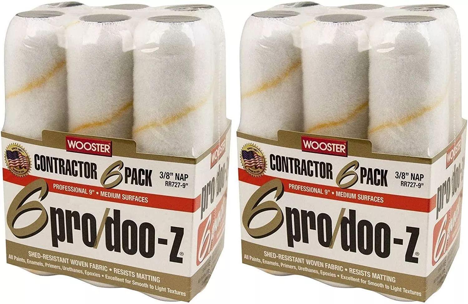 Wooster Brush  RR727-9 Pro/Doo-Z Nap Rollers 3/8-Inch (6 x Pack of 2) - White - Premium