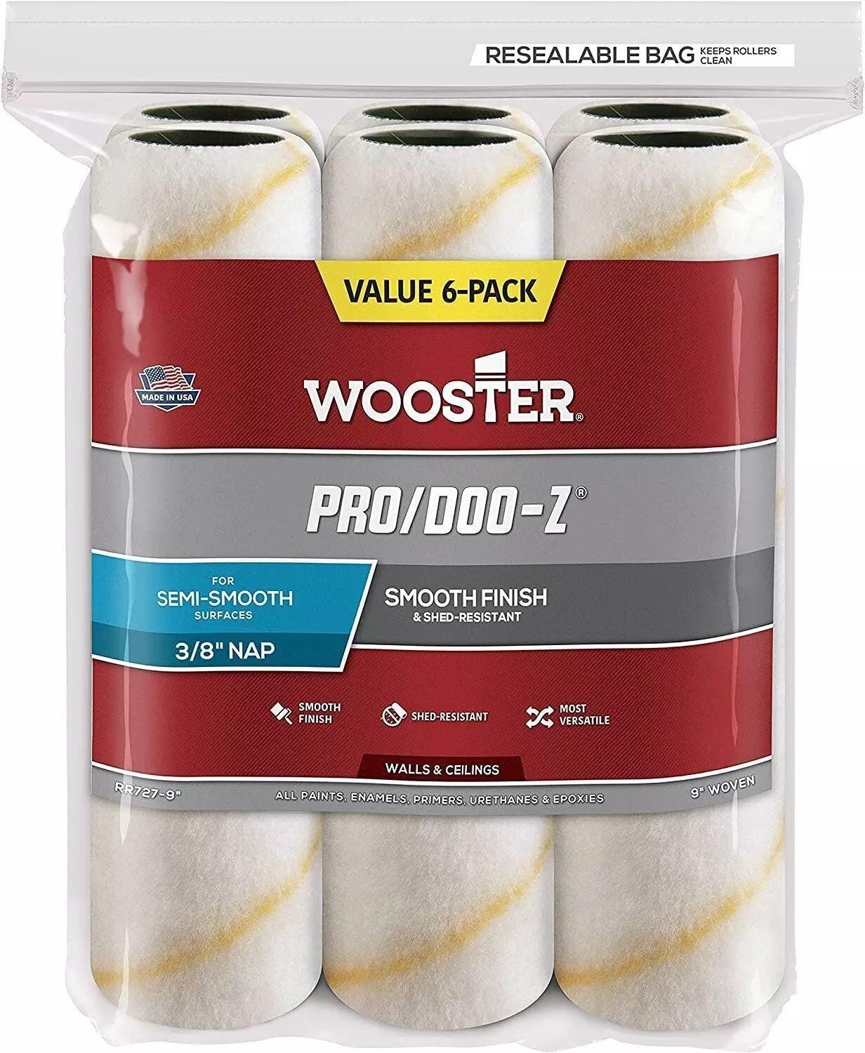 Wooster Brush  RR727-9 Pro/Doo-Z Nap Rollers 3/8-Inch (6 x Pack of 5) - White - Premium