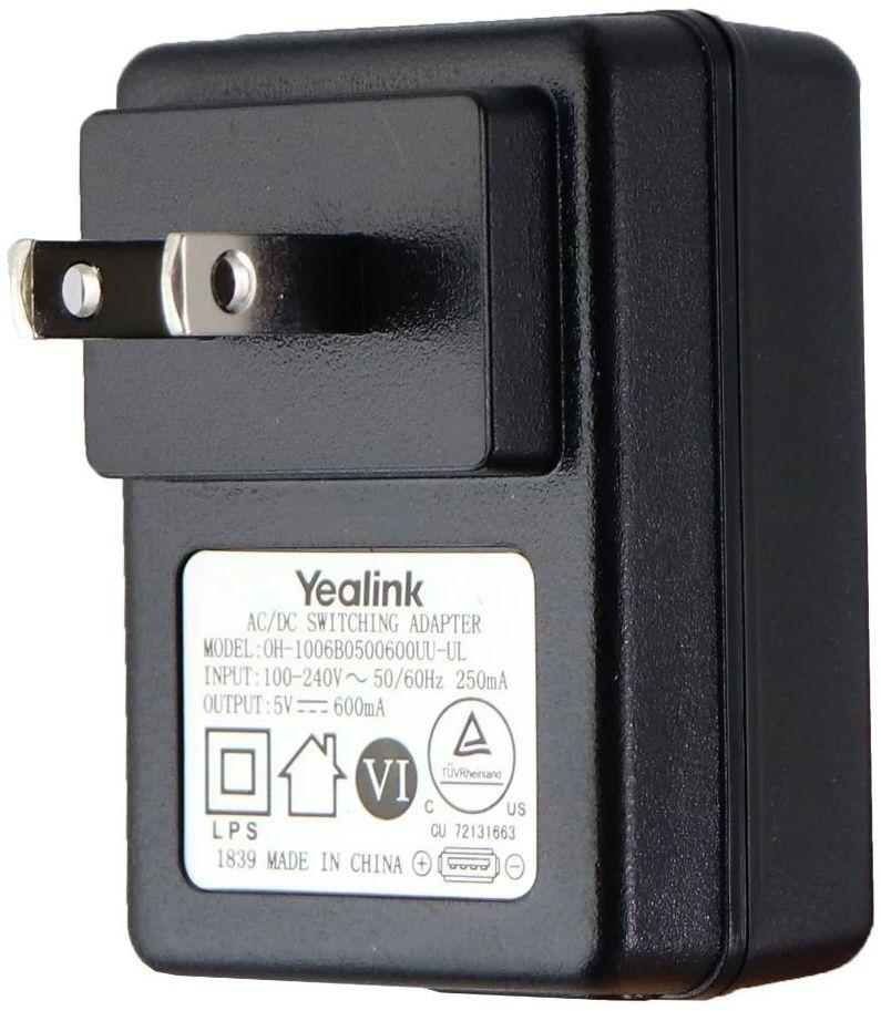 Yealink  AC/DC Single USB Adapter/Charger (0H-1006B0500600UU-UL) - Black - Brand New