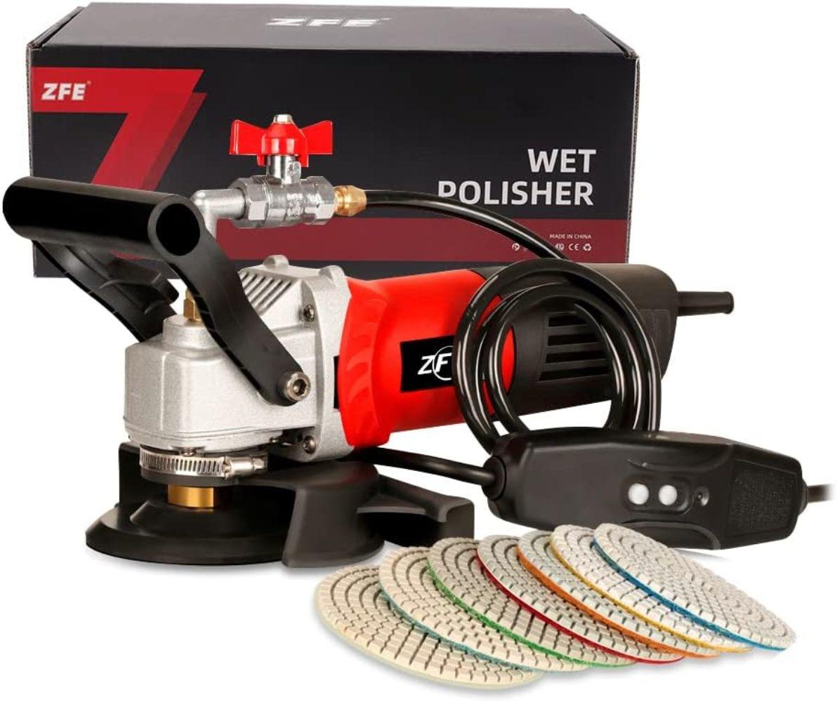 ZFE 800W/110V Variable Speed 4'' Wet Polisher / Grinder & Granite Stones - Black/Red - Premium