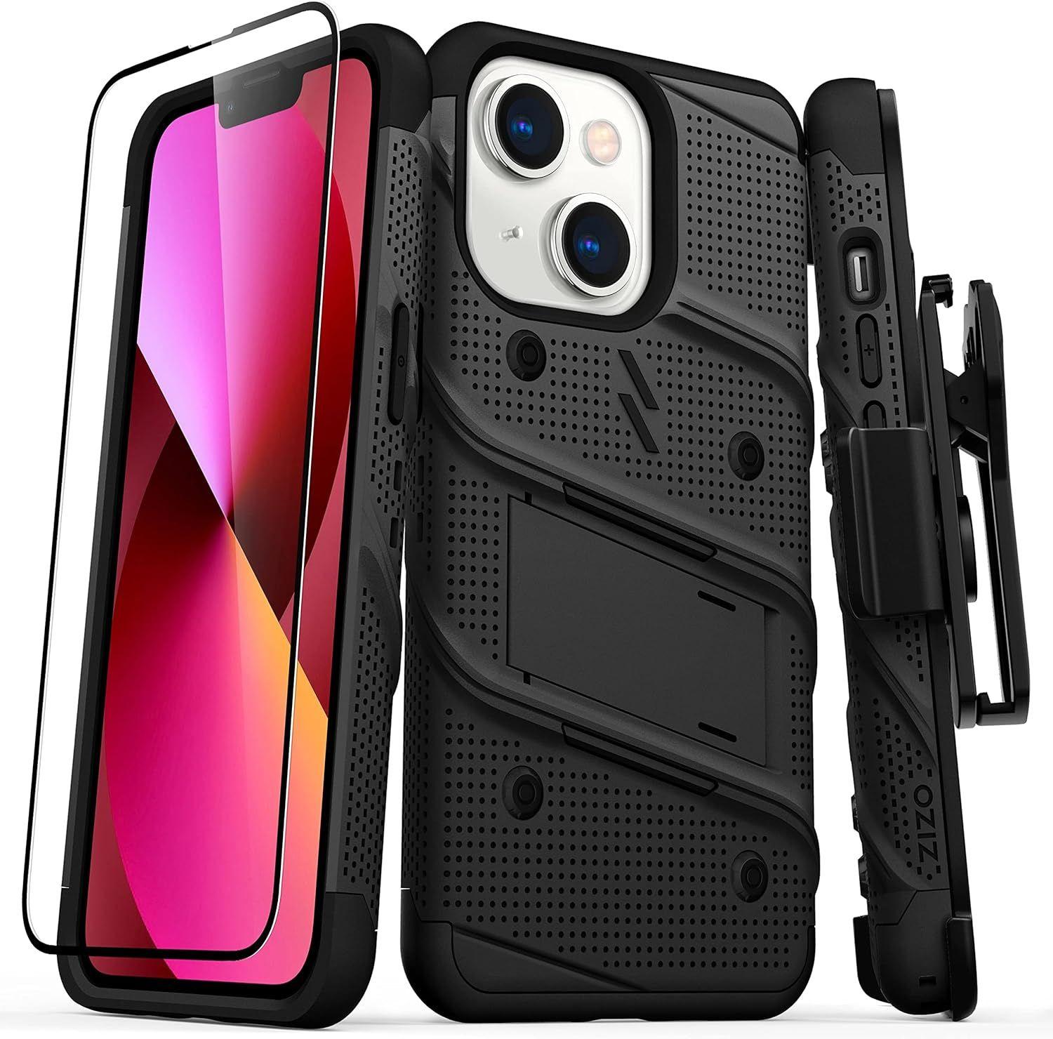 Zizo Bolt Bundle Phone Case with Holster & Tempered Glass Screen Protector for iPhone 13